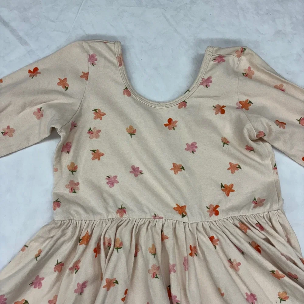 Alice and Ames Girls Floral Ballet Dress Peach Pink Orange Long Sleeve Size 8